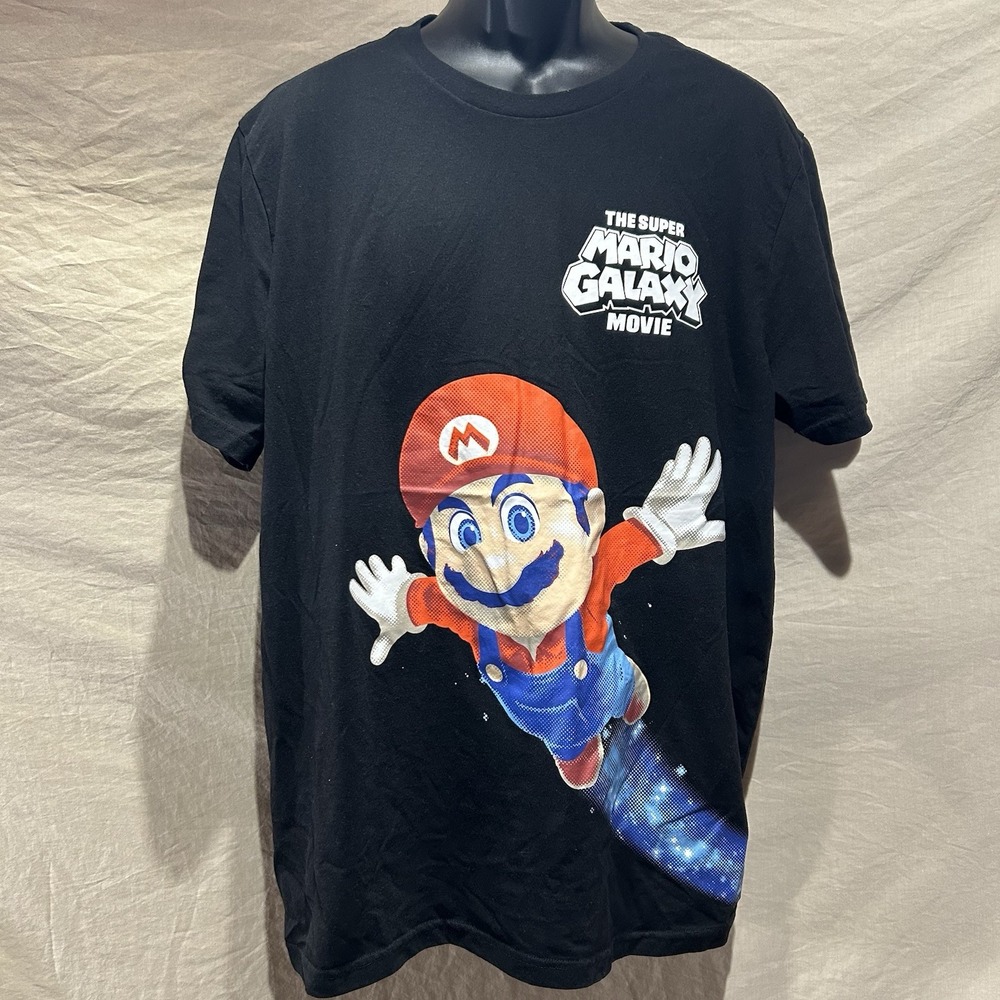 The Super Mario Galaxy Movie Mens 2XL Graphic T-Shirt Black Nintendo